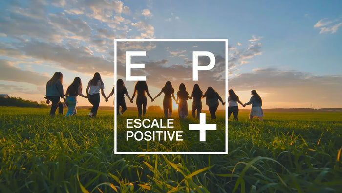 Cercle de femmes marchant main dans la main au coucher du soleil lors d’une Escale Positive CBX, symbole de solidarité et de soins intégratifs naturels